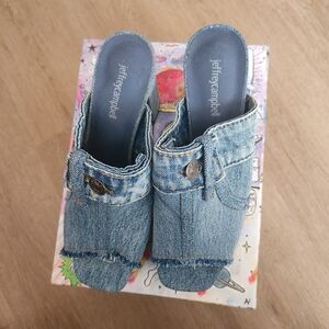 Jeffrey Campbell Blue Denim Slide Sandals